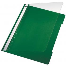Leitz Standard Plastic Data Files Clear Front Flat Bar Mechanism A4 Green - Outer carton of 25 41910055