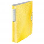 Leitz Active WOW SoftClick Ring Binder, 30 mm, 4 D Ring, A4, Yellow - Outer carton of 5 42400016