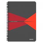 Leitz Office Notebook, Wirebound, 90 sheets, Ruled, 90gsm Ivory Paper, A5 Red - Outer carton of 5 44590025