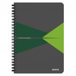 Leitz Office Notebook, Wirebound, 90 sheets, Ruled, 90gsm Ivory Paper, A5 Green - Outer carton of 5 44590055