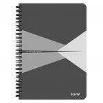 Leitz Office Notebook, Wirebound, 90 sheets, Ruled, 90gsm Ivory Paper, A5 Grey - Outer carton of 5 44590085