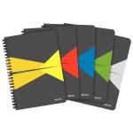 Leitz Office Notebook, Wirebound, 90 sheets, Ruled, 90gsm Ivory Paper, A5 Assorted - Outer carton of 5 44590099