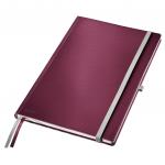 Leitz Style Notebook A4 ruled with hardcover 80 sheets. With fastener, pen holder and inside pockets. Garnet Red - Outer carton of 5 44750028