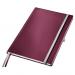 Leitz Style Notebook A4 ruled with hardcover 80 sheets. With fastener, pen holder and inside pockets. Garnet Red - Outer carton of 5