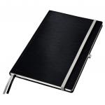 Leitz Style Notebook A4 ruled with hardcover 80 sheets. With fastener, pen holder and inside pockets. Satin Black - Outer carton of 5 44750094