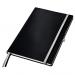 Leitz Style Notebook A4 ruled with hardcover 80 sheets. With fastener, pen holder and inside pockets. Satin Black - Outer carton of 5