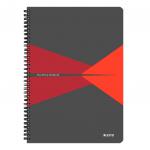 Leitz Office Notebook A4 ruled, wirebound with Polypropylene cover 90 sheets. Red - Outer carton of 5 44960025