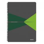 Leitz Office Notebook A4 ruled, wirebound with Polypropylene cover 90 sheets. Green - Outer carton of 5 44960055