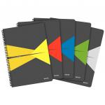 Leitz Office Notebook A4 ruled, wirebound with Polypropylene cover 90 sheets. Assorted - Outer carton of 5 44960099