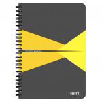 Leitz Office Notebook A5 ruled, wirebound with Polypropylene cover 90 sheets. Yellow - Outer carton of 5 44990015