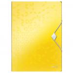 Leitz WOW 3-Flap Folder. Polypropylene. 150 sheet capacity. A4. Yellow. - Outer carton of 10 45990016