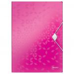 Leitz WOW 3 Flap Folder A4 Polypropylene 150 Sheet Capacity Pink Metallic - Outer carton of 10 45990023