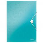 Leitz WOW 3 Flap Folder A4 Polypropylene 150 Sheet Capacity Ice Blue - Outer carton of 10 45990051