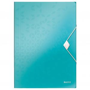 Leitz WOW 3 Flap Folder A4 Polypropylene 150 Sheet Capacity Ice Blue -