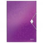 Leitz WOW 3 Flap Folder A4 Polypropylene 150 Sheet Capacity Purple - Outer carton of 10 45990062