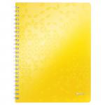 Leitz WOW Notebook A4 ruled, wirebound with Polypropylene cover. 80 sheets.  Yellow 46370016