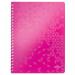 Leitz WOW Notebook A4 ruled, wirebound with Polypropylene cover 80 sheets. Pink - Outer carton of 6
