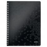 Leitz WOW Notebook A4 ruled, wirebound with Polypropylene cover. 80 sheets.  Black 46370095
