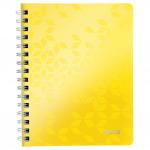 Leitz WOW Notebook A5 ruled, wirebound with Polypropylene cover. 80 sheets.  Yellow 46390016