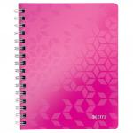 Leitz WOW Notebook A5 ruled, wirebound with Polypropylene cover 80 sheets. Pink - Outer carton of 6 46390023