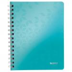 Leitz WOW Notebook A5 ruled, wirebound with Polypropylene cover 80 sheets. Ice Blue - Outer carton of 6 46390051