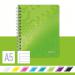 Leitz-WOW-Notebook-A5-ruled-wirebound-with-Polypropylene-cover-80-sheets-Green-Outer-carton-of-6-46390054