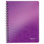 Leitz WOW Notebook A5 ruled wirebound with Polypropylene cover 80 sheets. Purple - Outer carton of 6 46390062