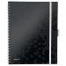 Leitz-WOW-Be-Mobile-Notebook-A4-ruled-wirebound-with-Polypropylene-cover-80-sheets-4-hole-punched-Integrated-pen-holder-and-3-flap-folder-Black-Outer-carton-of-6-46440095