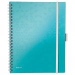 Leitz WOW Notebook Be Mobile A4 squared, wirebound with PP cover 80 sheets. With fastener and pen holder. Ice Blue 46450051