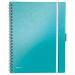 Leitz-WOW-Be-Mobile-Notebook-A4-squared-wirebound-with-Polypropylene-cover-80-sheets-With-fastener-and-pen-holder-Ice-Blue-Outer-carton-of-6-46450051