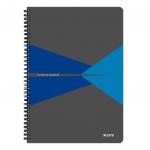 Leitz Office Notebook A4 ruled, wirebound with cardboard cover 90 sheets. Blue - Outer carton of 5 46480035