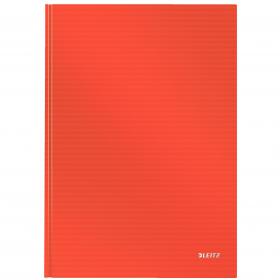 Leitz Solid Notebook A4 ruled with hardcover 80 sheets of high opacity paper. Casebound. Light Red - Outer carton of 6 46650020