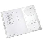 Leitz Pocket with CD sleeve A4 Clear Embossed, extra strong 0.13mm Polypropylene, with sleeve for 2 CDs (1 bag of 5) - Outer carton of 20 47613003