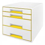 Leitz WOW CUBE Drawer Cabinet, 4 drawers (2 big and 2 small). A4 Maxi. White/yellow 52132016