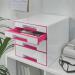 Leitz WOW CUBE Drawer Cabinet, 4 drawers (2 big and 2 small). A4 Maxi. White/pink