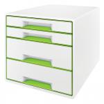 Leitz WOW CUBE Drawer Cabinet, 4 drawers (2 big and 2 small). A4 Maxi. White/green. 52132054