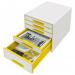 Leitz WOW CUBE Drawer Cabinet, 5 drawers (1 big and 4 small). A4 Maxi. White/yellow