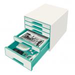 Leitz WOW CUBE Drawer Cabinet, 5 drawers (1 big and 4 small). A4 Maxi. White/ice Blue 52142051