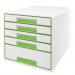 Leitz-WOW-CUBE-Drawer-Cabinet-5-drawers-1-big-and-4-small-A4-Maxi-Whitegreen-52142054