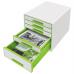Leitz-WOW-CUBE-Drawer-Cabinet-5-drawers-1-big-and-4-small-A4-Maxi-Whitegreen-52142054
