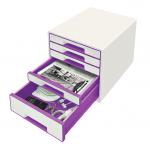 Leitz WOW CUBE Drawer Cabinet, 5 drawers (1 big and 4 small). A4 Maxi. White/purple 52142062