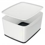 Leitz MyBox WOW Large with lid, Storage Box. 18 litre, W 318 x H 198 x D 385 mm. White/black - Outer carton of 4 52161095