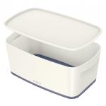 Leitz MyBox WOW Small with lid, Storage Box 5 litre, W 318 x H 128 x D 191 mm. White/grey - Outer carton of 4 52291001