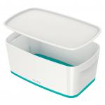 Leitz MyBox WOW Small with lid, Storage Box. 5 litre, W 318 x H 128 x D 191 mm. White/ice blue - Outer carton of 4 52291051