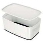 Leitz MyBox WOW Small with lid, Storage Box. 5 litre, W 318 x H 128 x D 191 mm. White/black - Outer carton of 4 52291095