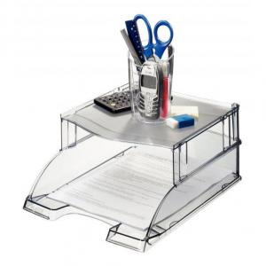 Leitz Plus Letter Tray Riser Transparent Smoked Grey - Outer carton of