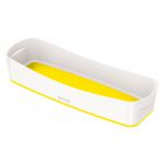 Leitz MyBox WOW Organiser Tray Long, Storage. W 307 x H 55 x D 105 mm. White/yellow. - Outer carton of 4 52581016