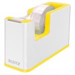 Leitz WOW Tape Dispenser. Incl. tape. For convenient one-hand operation. White/yellow 53641016