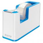 Leitz WOW Tape Dispenser, Heavy Base, Tape Included, White/Metallic Blue 53641036