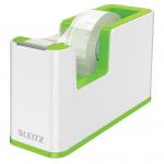 Leitz WOW Tape Dispenser. Incl. tape. For convenient one-hand operation. White/green 53641054